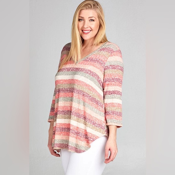 Striped V-Neck Women's Top - Picture 5 of 5